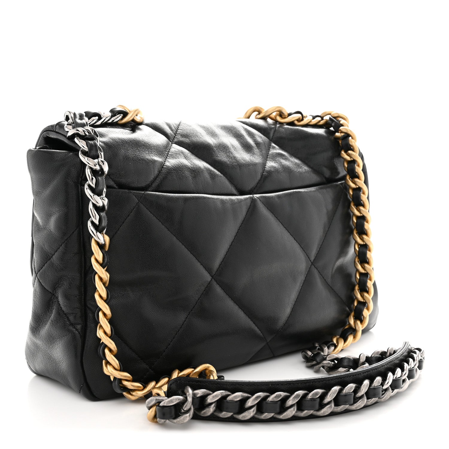 Chanel Goatskin Quilted Large Chanel 19 Flap Black 3 of 10