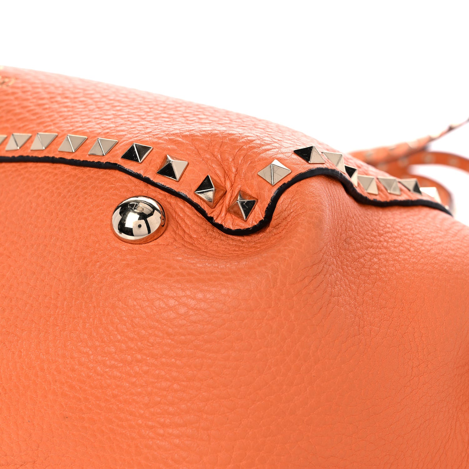 Valentino Garavani Pebbled Calfskin Medium Rockstud Tote Melon Sorbet 9 of 14