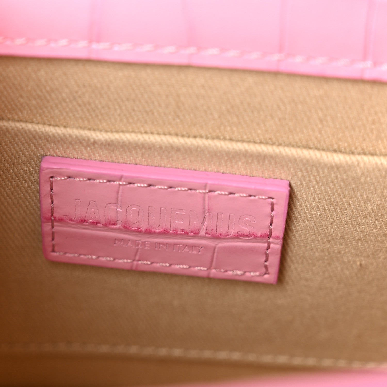 Jacquemus Calfskin Crocodile Embossed Le Chiquito Moyen Pink 6 of 9