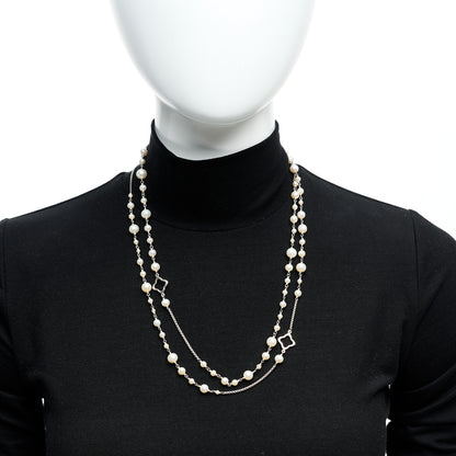 David Yurman Sterling Silver Cultured Pearl Quatrefoil Long Chain Necklace 2 of 5