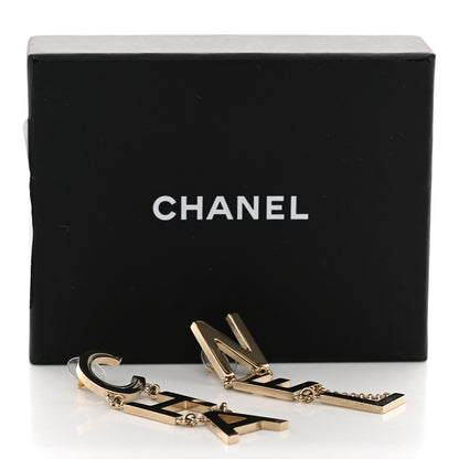 Chanel Metal Cha-Nel Logo Drop Earrings Gold 5 of 5