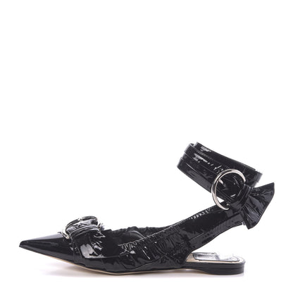 Christian Dior Patent Ankle Wrap Flats 37 Black 1 of 9