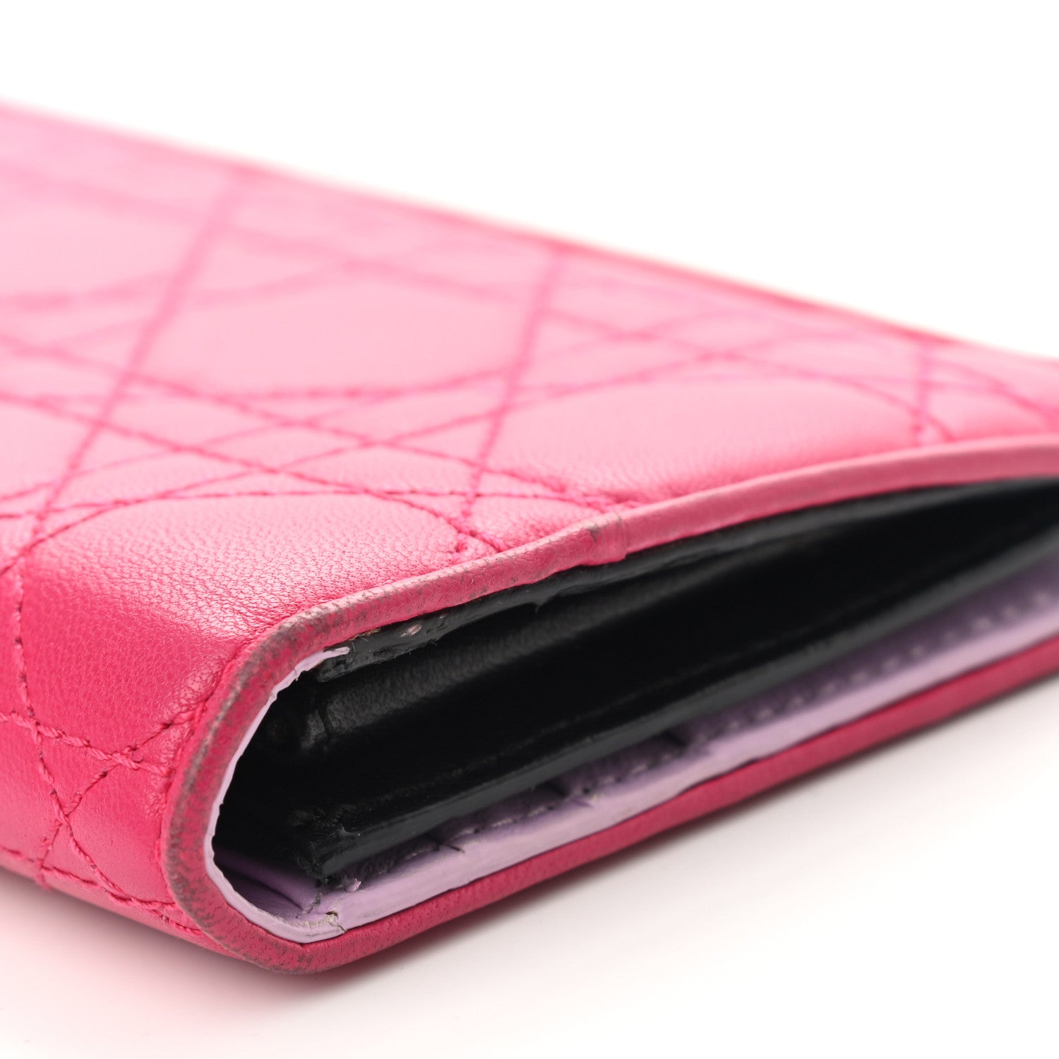 Christian Dior Lambskin Cannage Rendezvous Wallet Pink 7 of 7