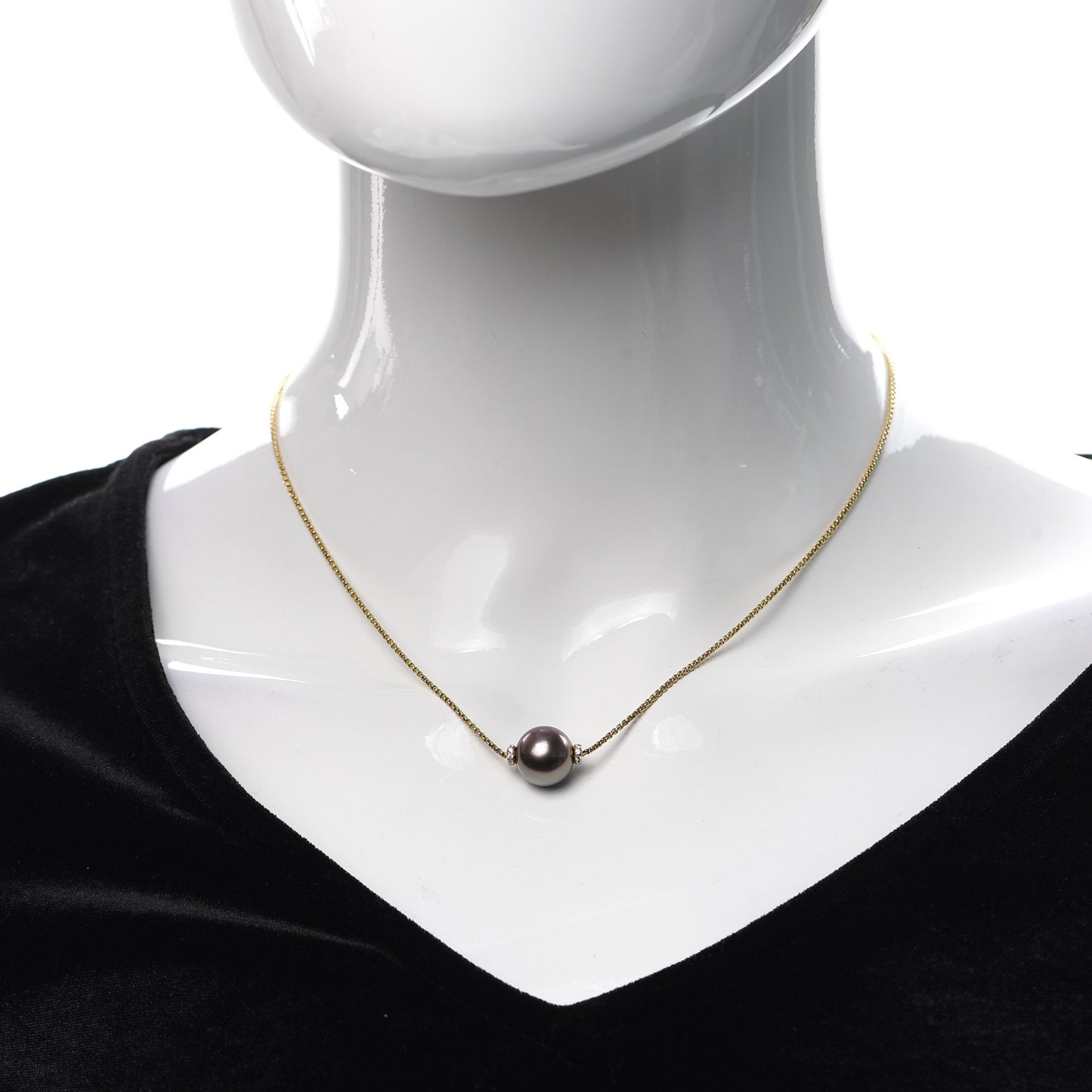 18K Yellow Gold Diamond Tahitian Pearl 11mm Solari Pendant Necklace