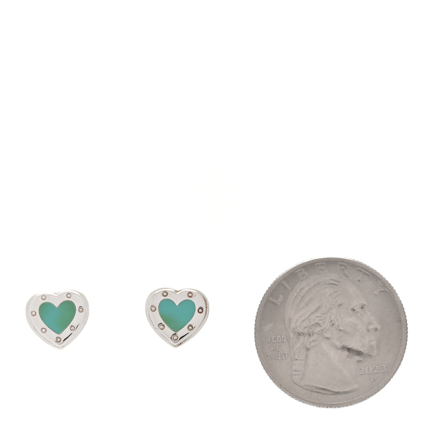 Tiffany Sterling Silver Enamel Mini Return to Tiffany Love Heart Earrings Blue 2 of 4
