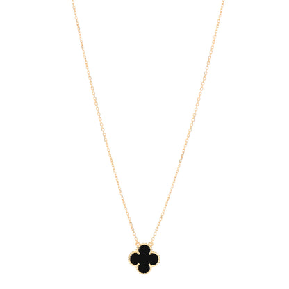 Van Cleef & Arpels 18K Yellow Gold Black Onyx Vintage Alhambra Pendant Necklace 1 of 6