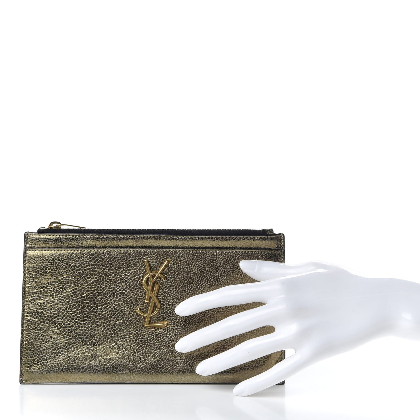 Metallic Grain De Poudre Monogram Bill Pouch Gold