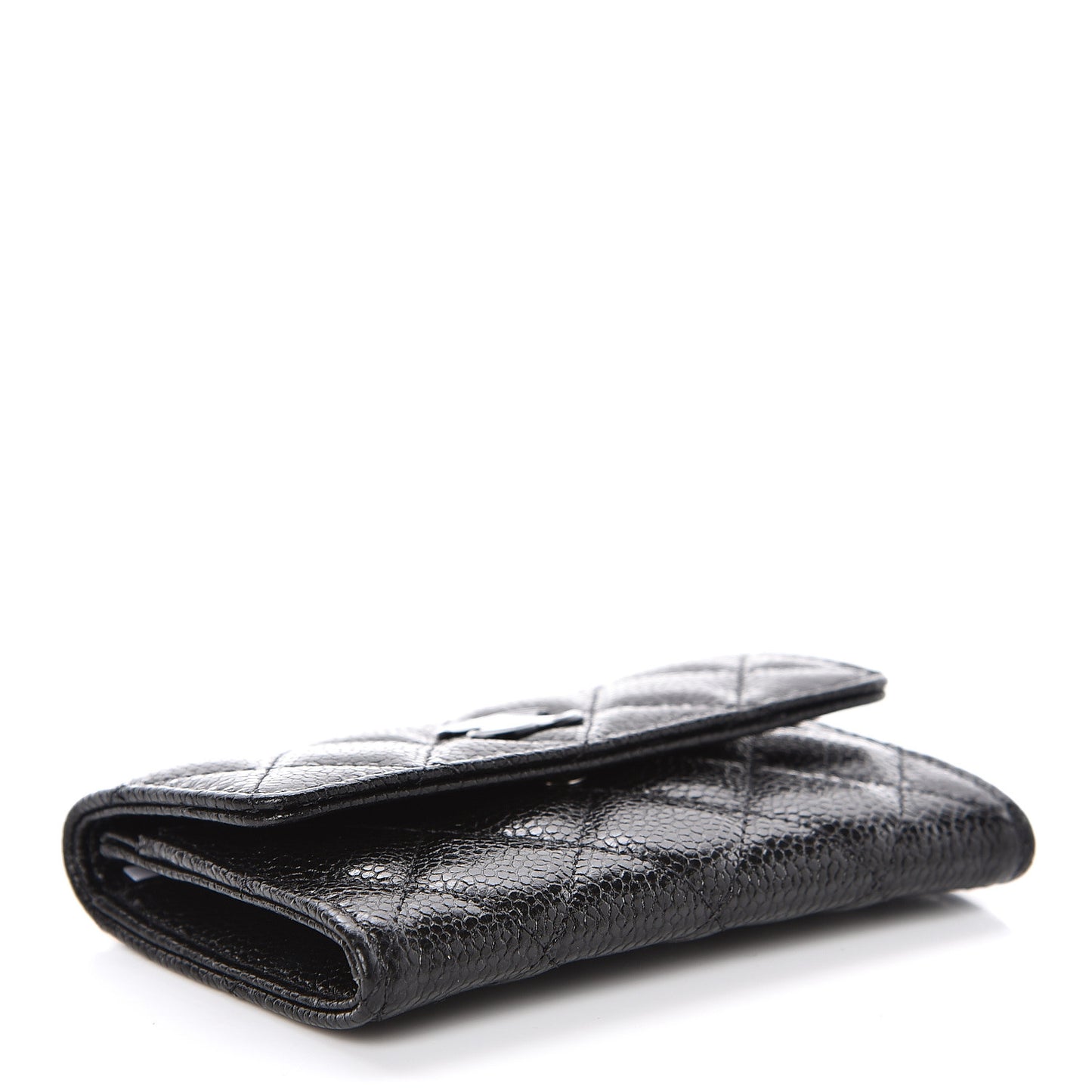 Caviar Quilted Flap Card Holder So Black