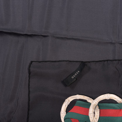 Gucci Silk Bamboo GG Web Print Scarf Black 3 of 3