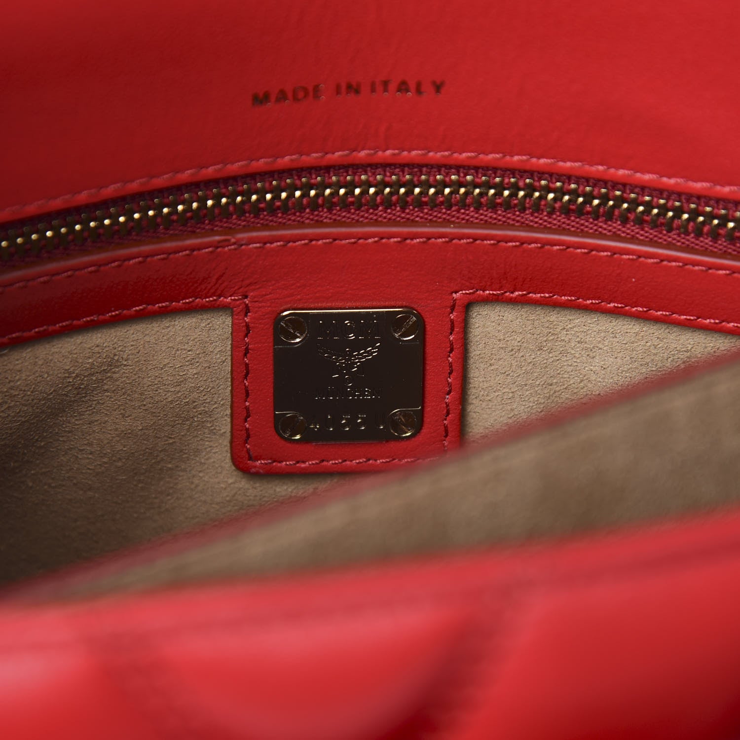MCM Lambskin Quilted Small Patricia Crossbody Bag Ruby Red 6 of 10