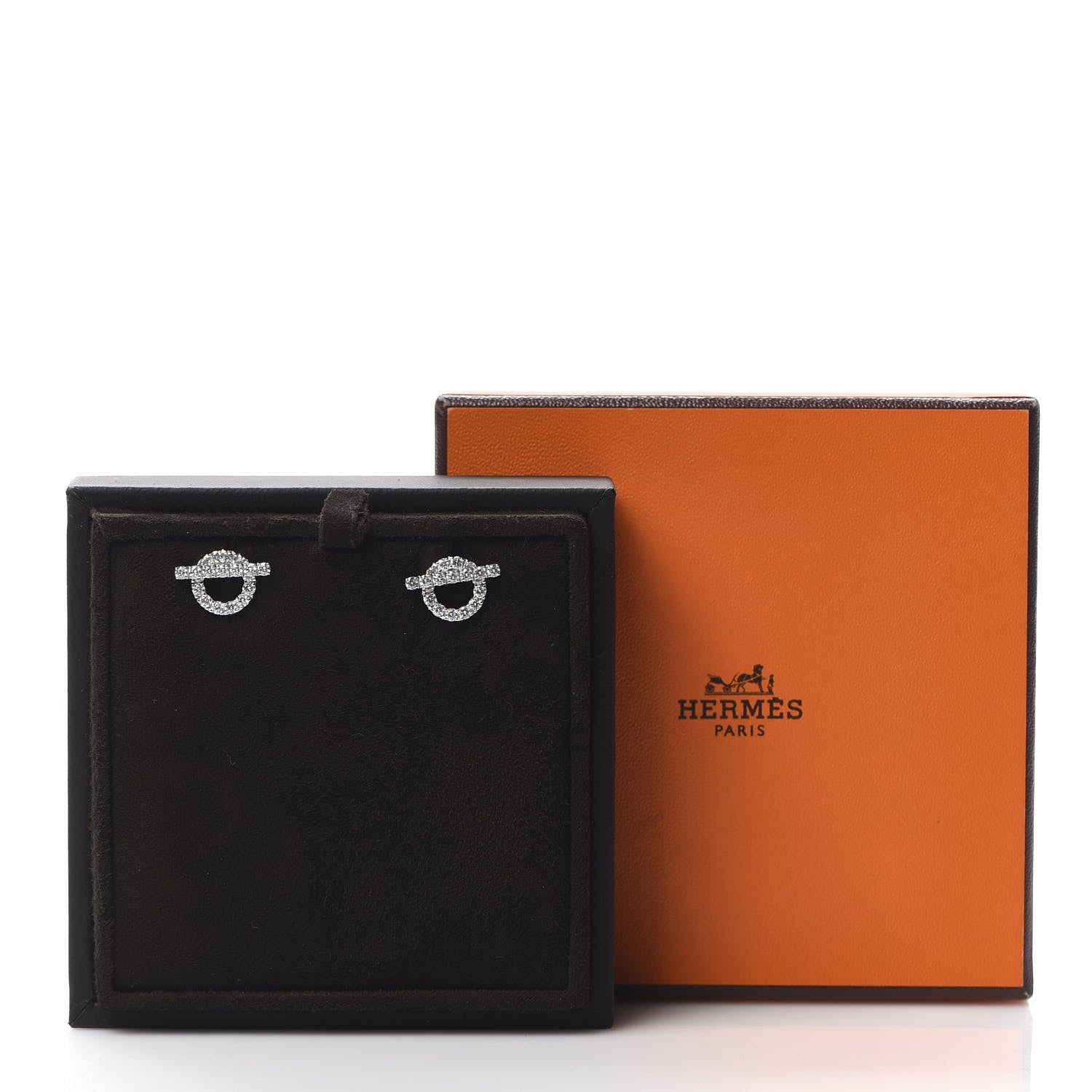 Hermes 18K White Gold Diamond Finesse Earrings 3 of 5
