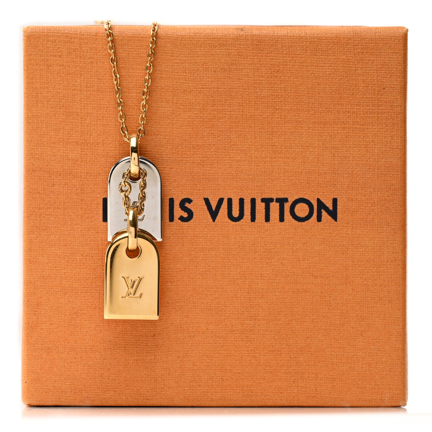 Louis Vuitton Nanogram Name Tag Necklace Gold 8 of 8