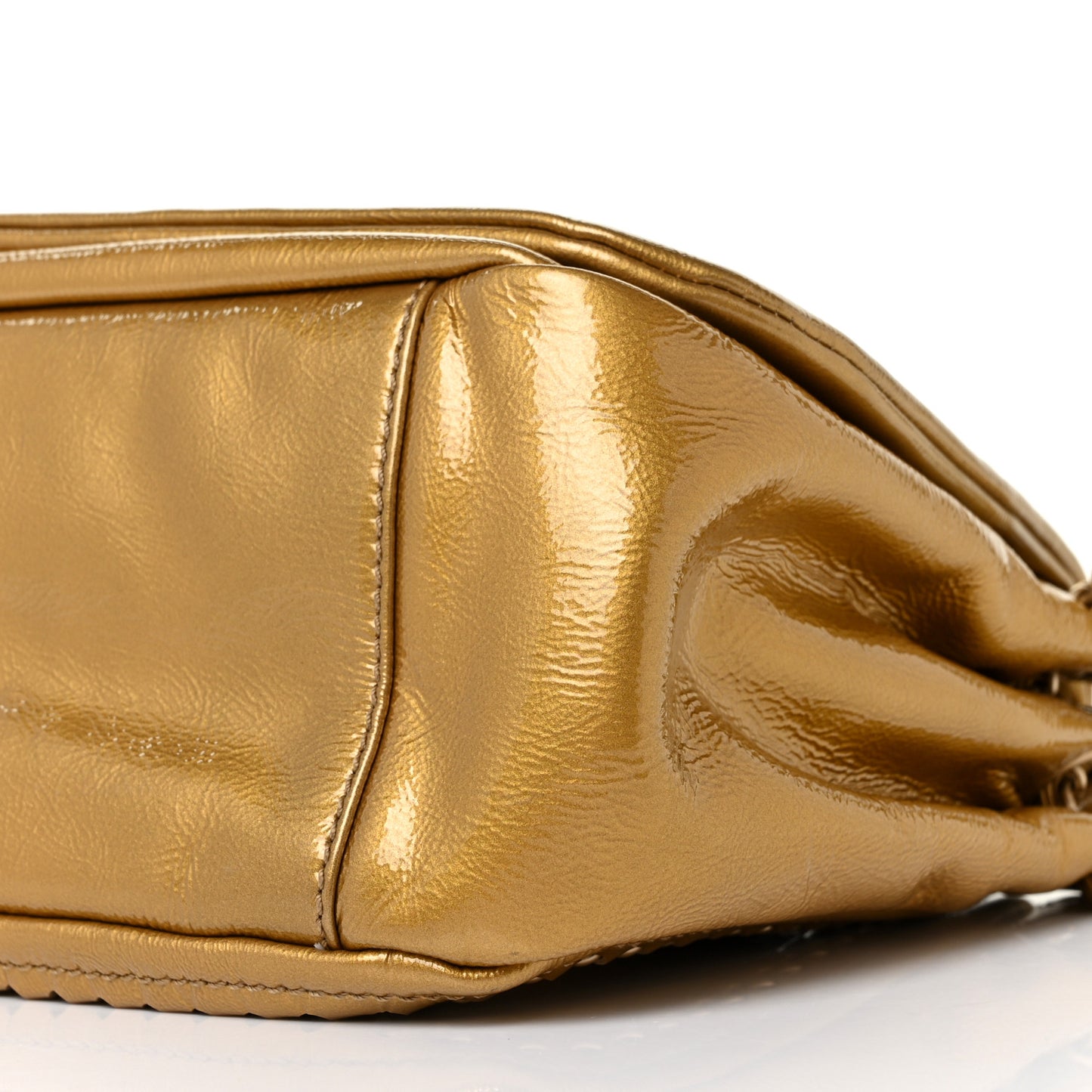 Metallic Patent Luxe Ligne Flap Gold