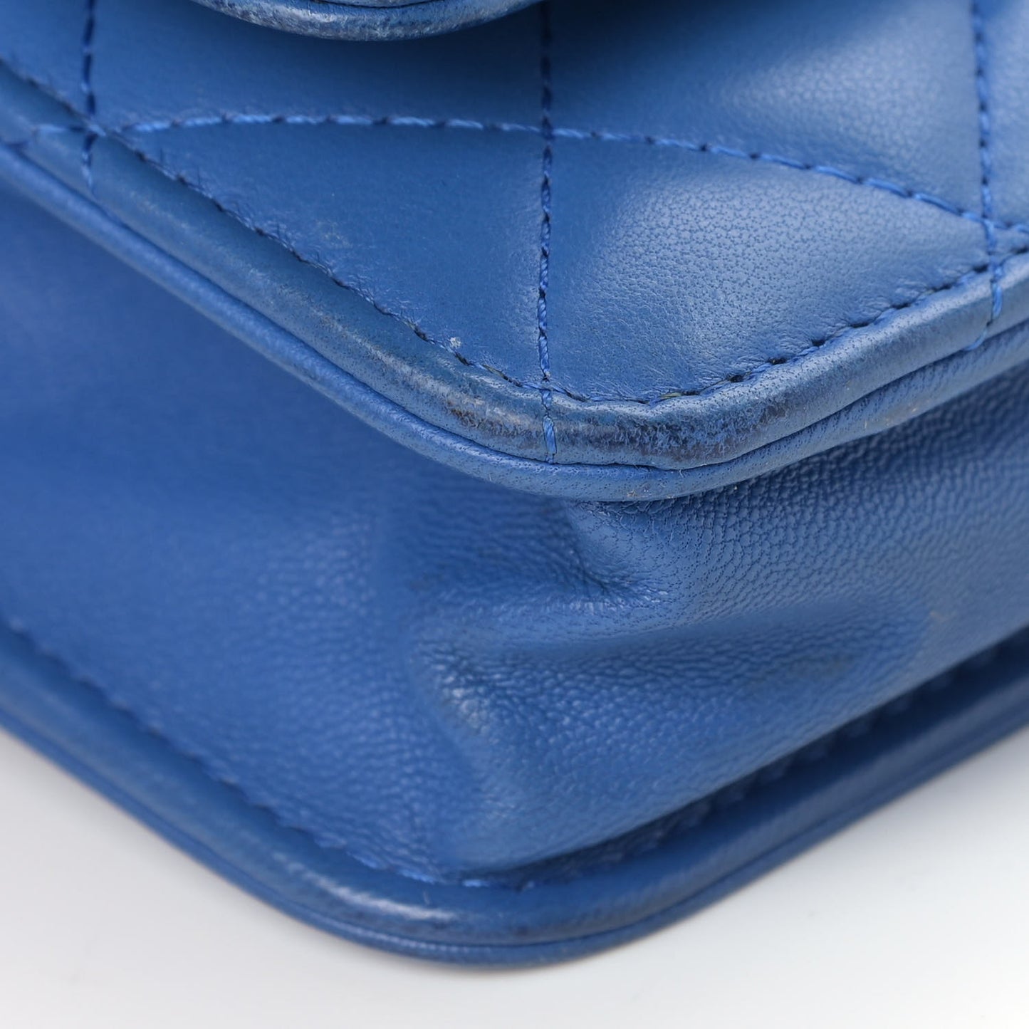 Lambskin Quilted Boy Wallet On Chain WOC Blue