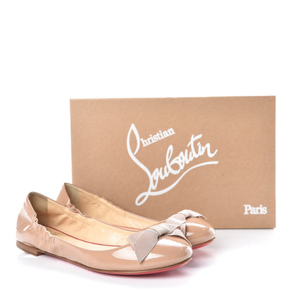 Christian Louboutin Patent Gloriana Bow Flats 35 Nude 5 of 9