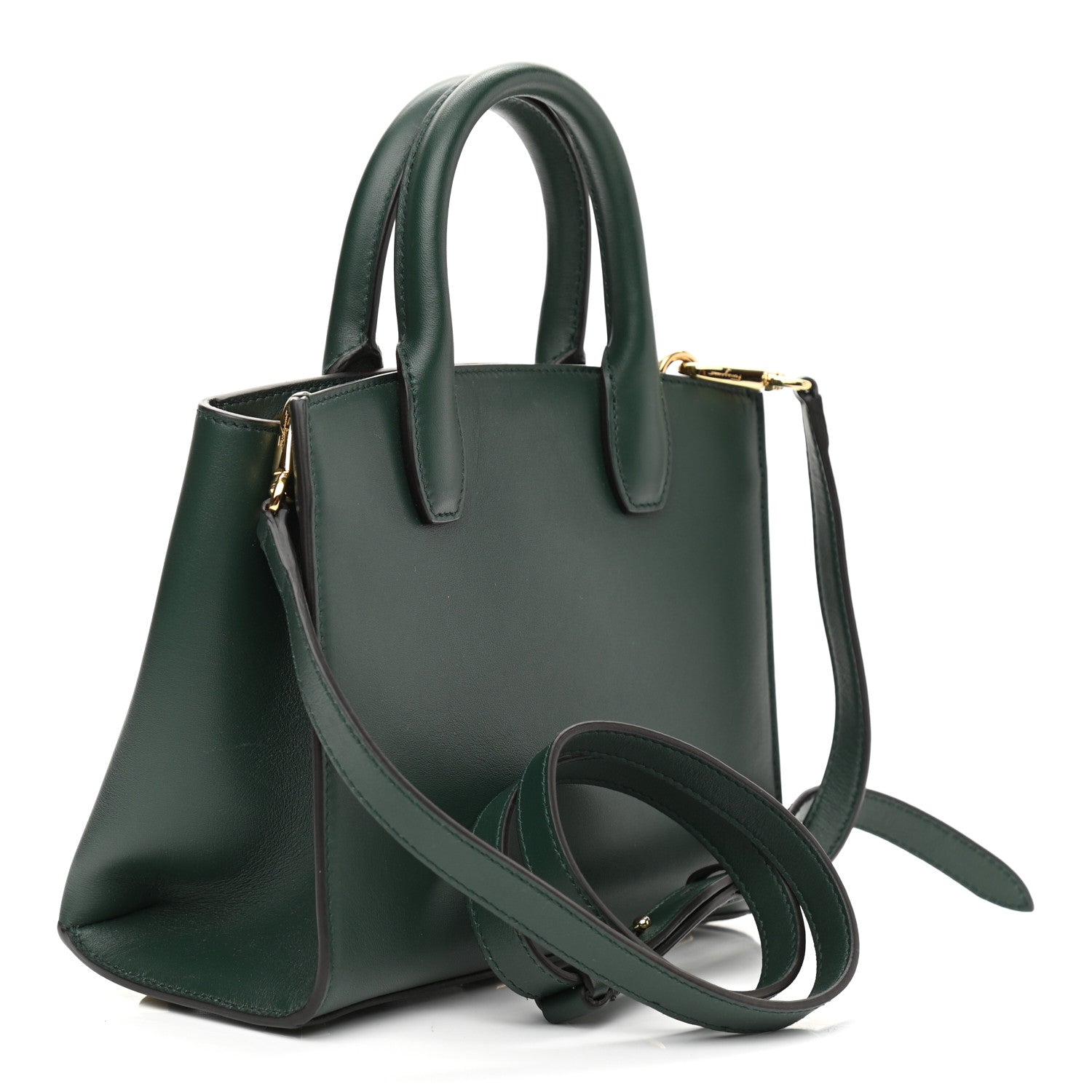Salvatore Ferragamo Calfskin Small Studio Box Bag Dark Green 3 of 9