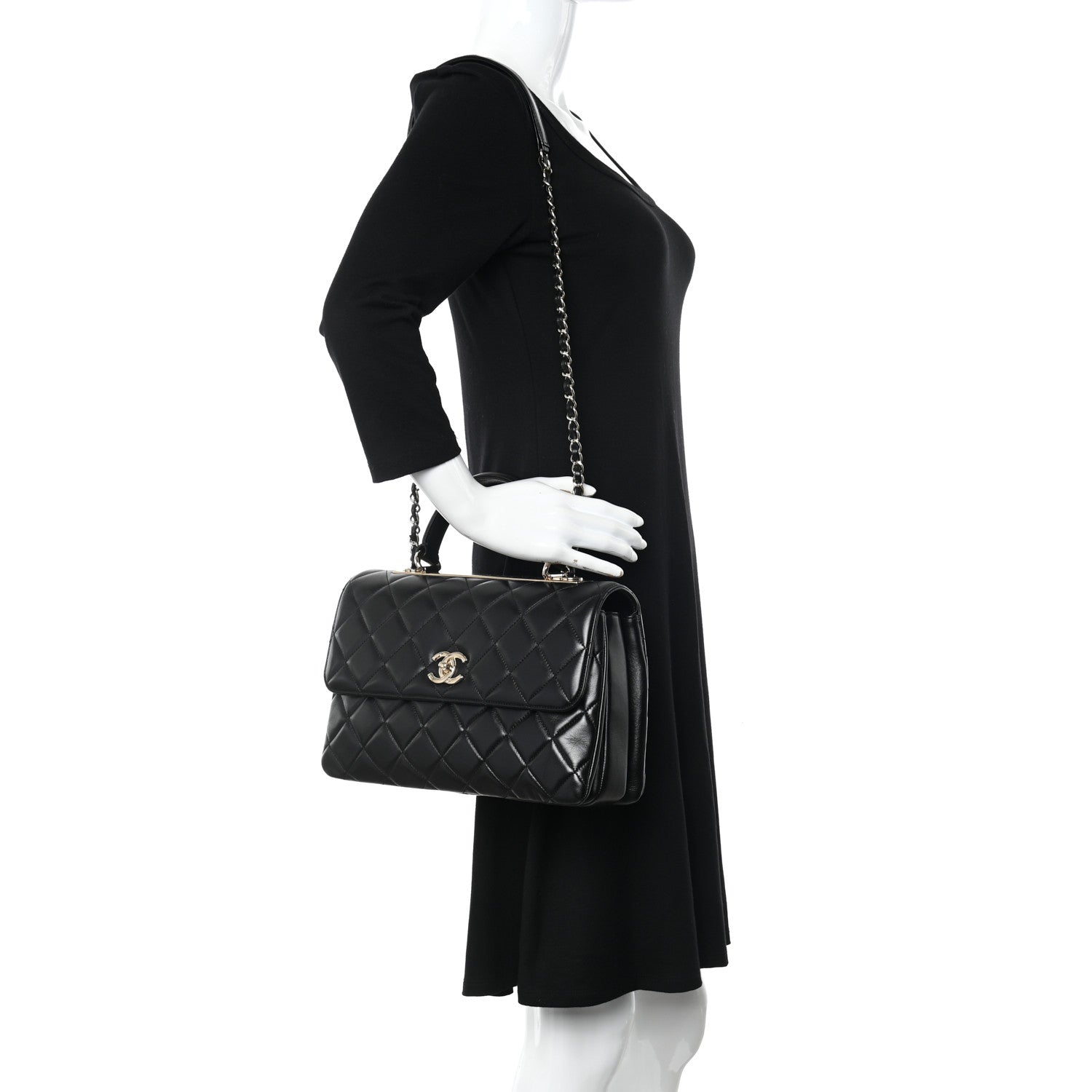 Chanel Lambskin Quilted Medium Trendy CC Flap Dual Handle Bag Black 2 of 14