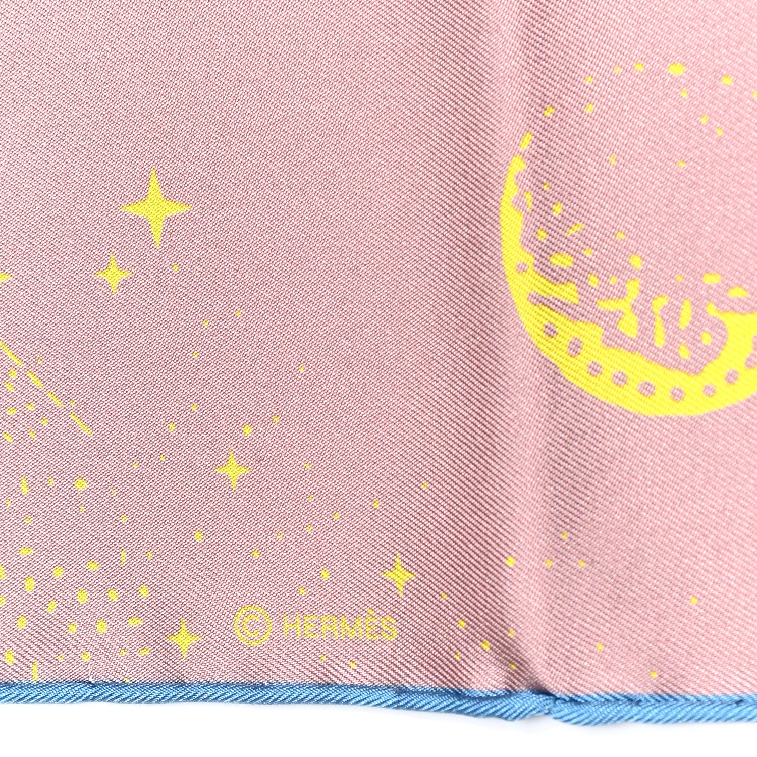 Hermes Silk Double Face Clair De Lune Scarf 90 Vieux Rose Jaune 5 of 6