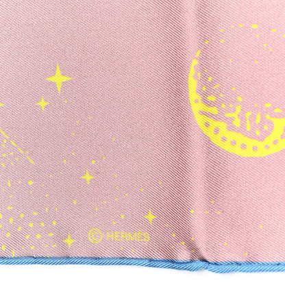 Hermes Silk Double Face Clair De Lune Scarf 90 Vieux Rose Jaune 5 of 6