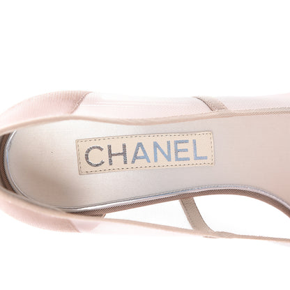 Chanel Mesh Grosgrain Camellia Pumps 38.5 Pink Beige 7 of 8