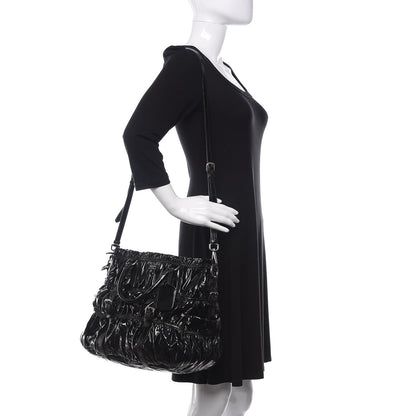 Prada Vernice Gaufre Tote Black 3 of 10