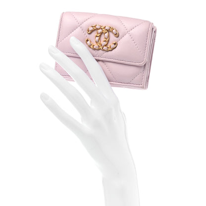 Chanel Goatskin Quilted Chanel 19 Small Flap Wallet Pink 2 of 9