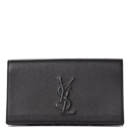 Saint Laurent Calfskin Monogram Large Belle De Jour Clutch Black 1 of 12