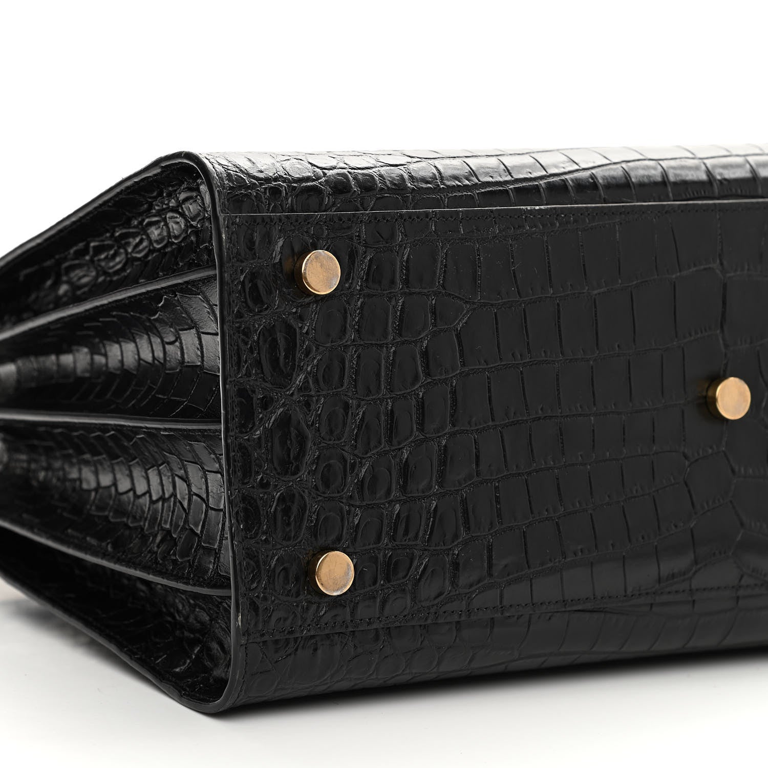 Saint Laurent Calfskin Crocodile Embossed Small Sac de Jour Black 8 of 15