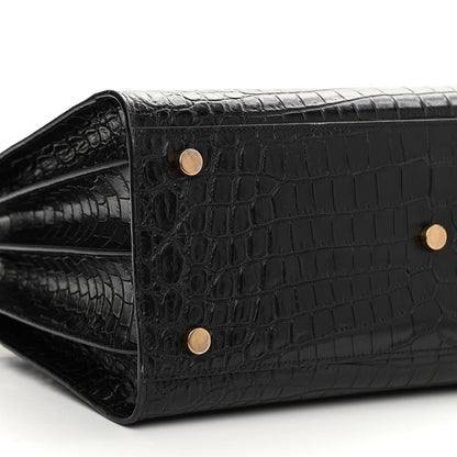 Saint Laurent Calfskin Crocodile Embossed Small Sac de Jour Black 8 of 15