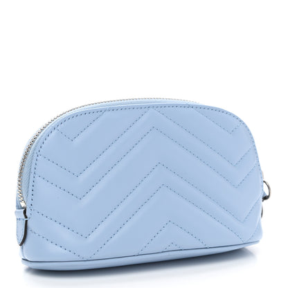 Gucci Calfskin Matelasse GG Marmont Pouch Cosmetic Case Porcelain Light Blue 3 of 7