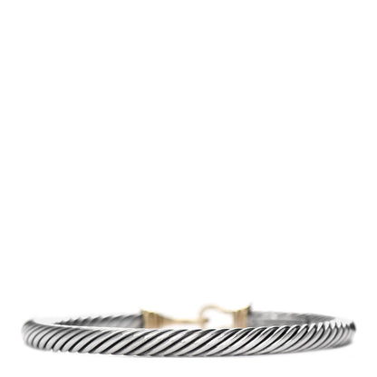 David Yurman Sterling Silver 14K Yellow Gold 5mm Cable Classic Buckle Bracelet 2 of 3