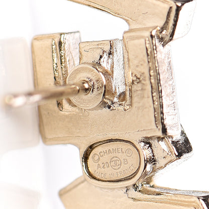 Chanel Crystal Pearl Signature Stud Earrings Gold 3 of 4