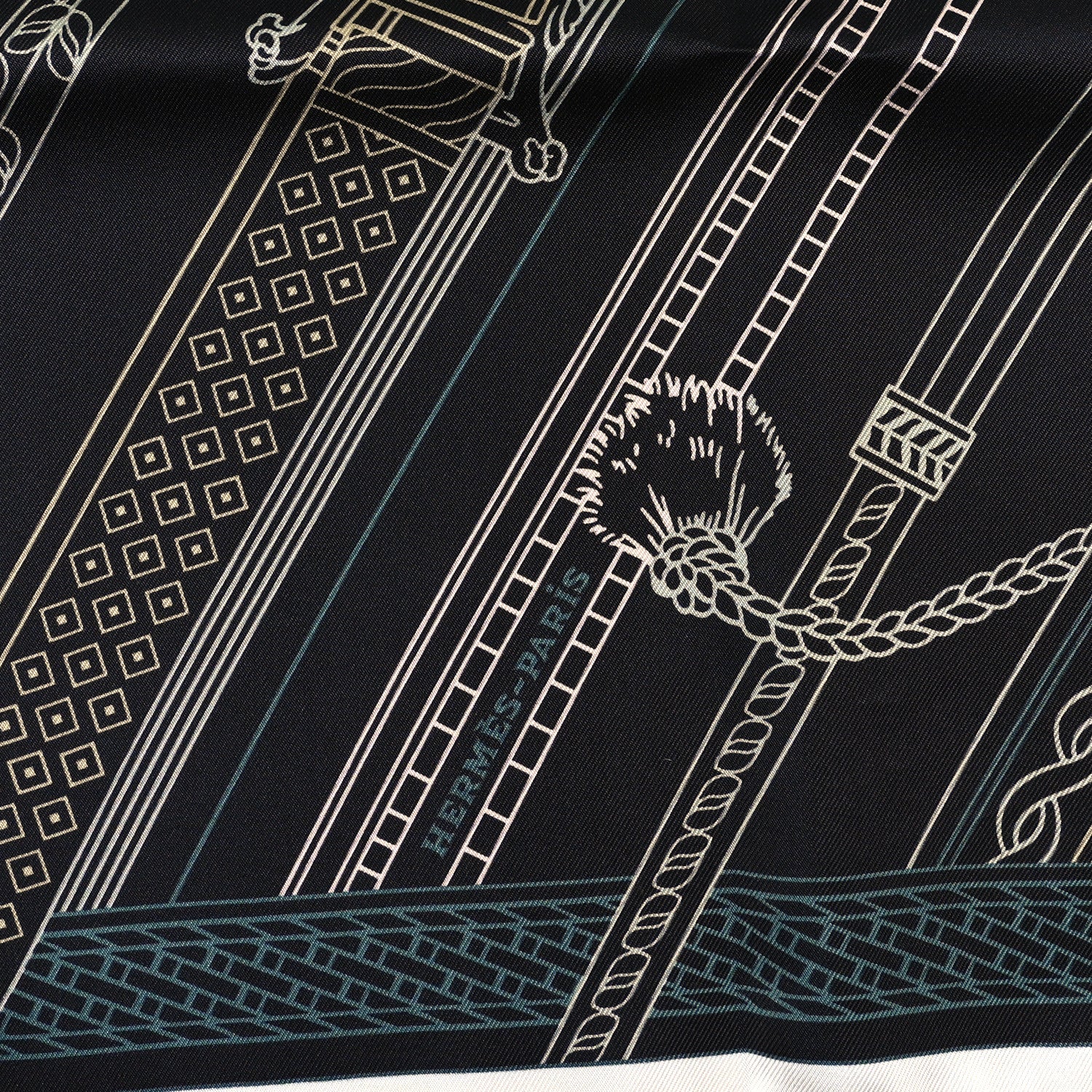 Hermes Silk Concours D'Etriers Remix Double Face Scarf 70 Black