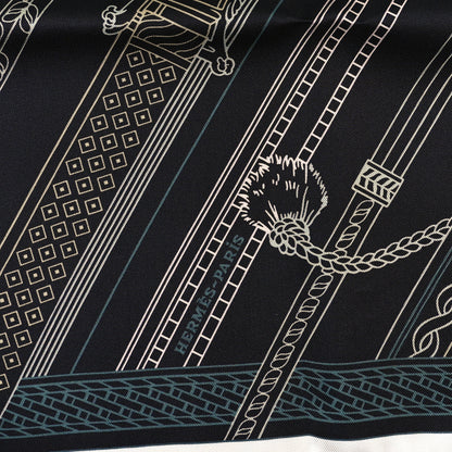 Hermes Silk Concours D'Etriers Remix Double Face Scarf 70 Black Vert Bronze 2 of 3