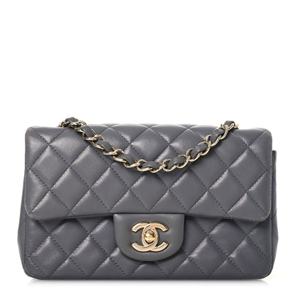 Chanel Lambskin Quilted Mini Rectangular Flap Dark Grey 1 of 20