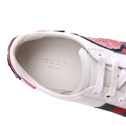 Gucci Calfskin Web Floral Embroidered Womens Ace Sneakers 36 White 8 of 10