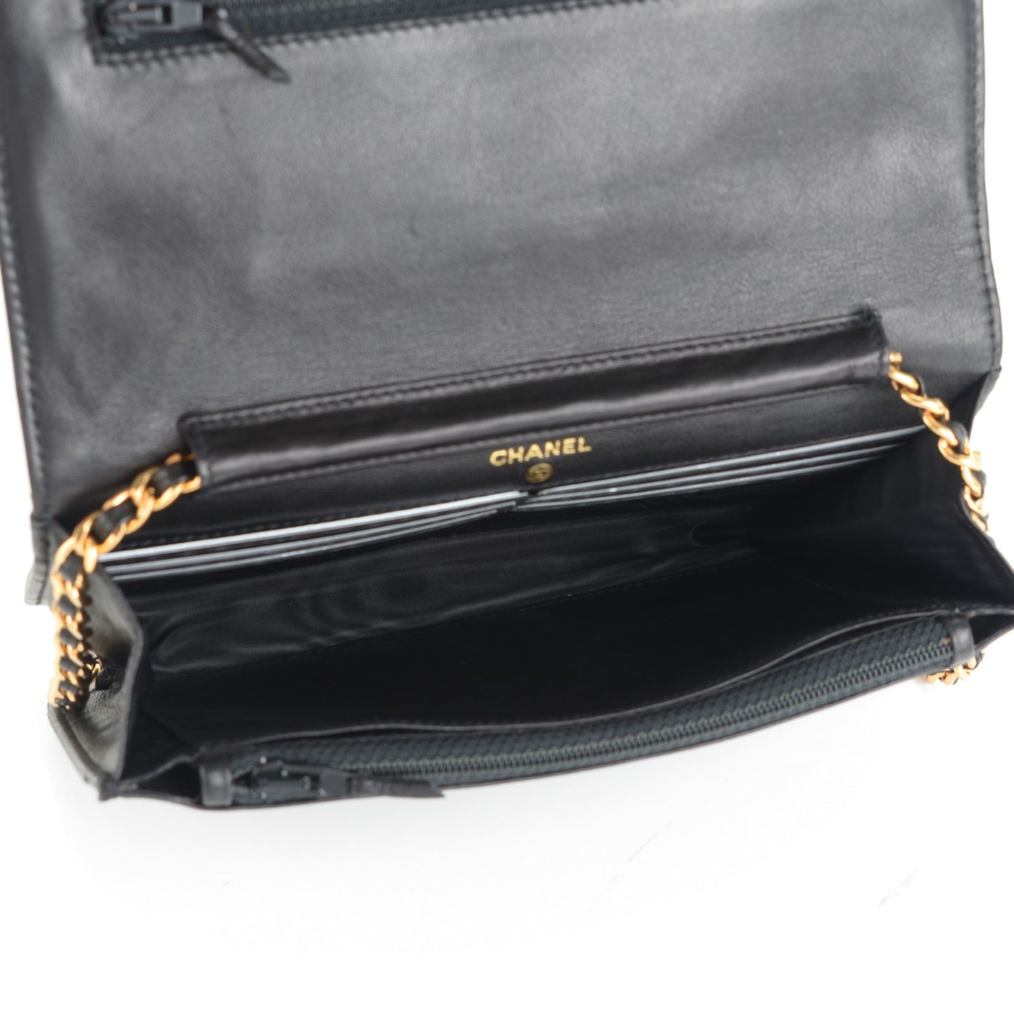 Lambskin Timeless CC Wallet On Chain WOC Black