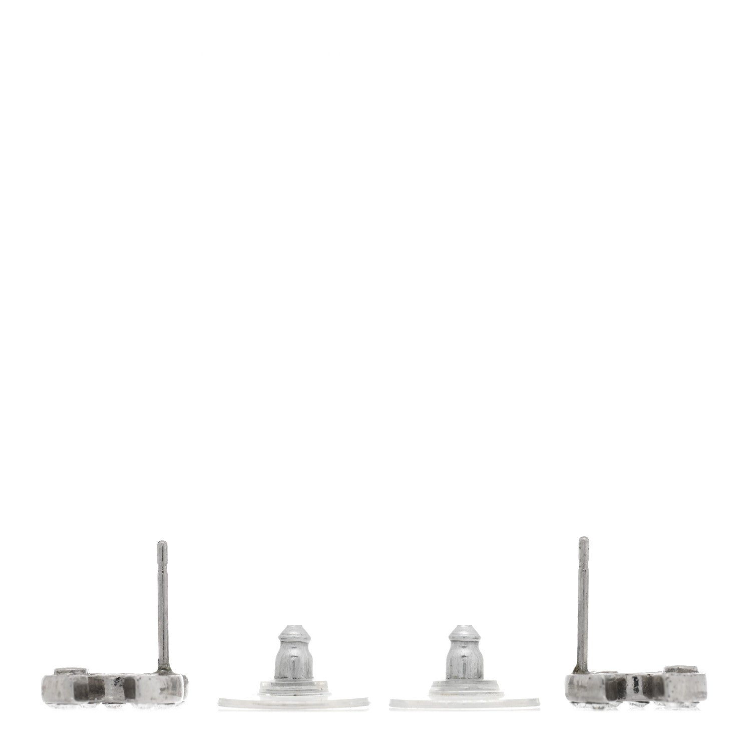 Chanel Metal Crystal CC Earrings Silver 3 of 4