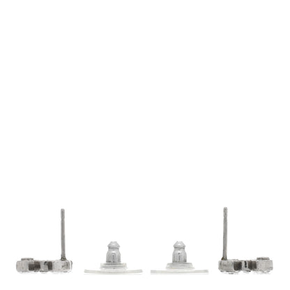 Chanel Metal Crystal CC Earrings Silver 3 of 4