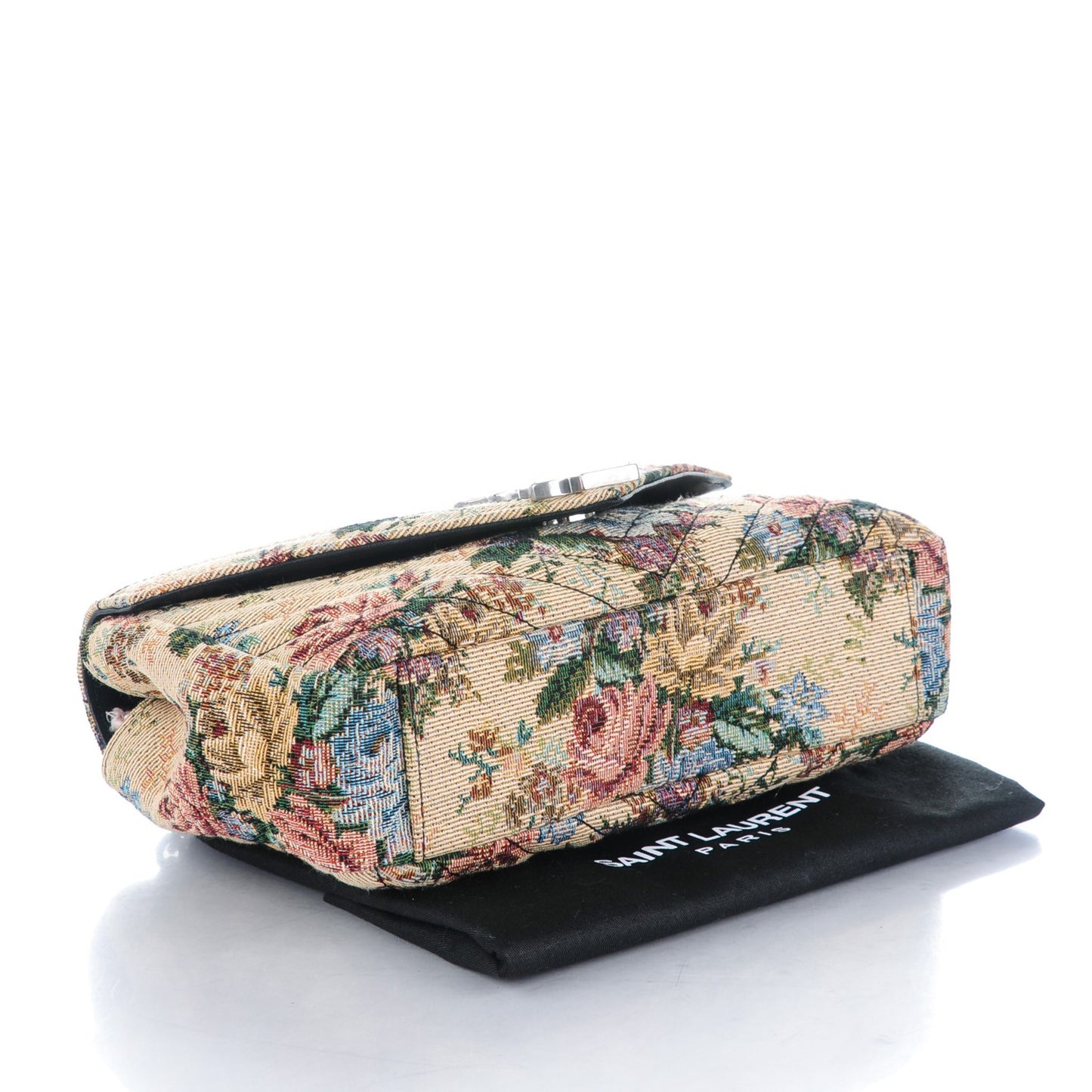 Floral Print Canvas Matelasse Medium Monogram Satchel Beige Blue Red