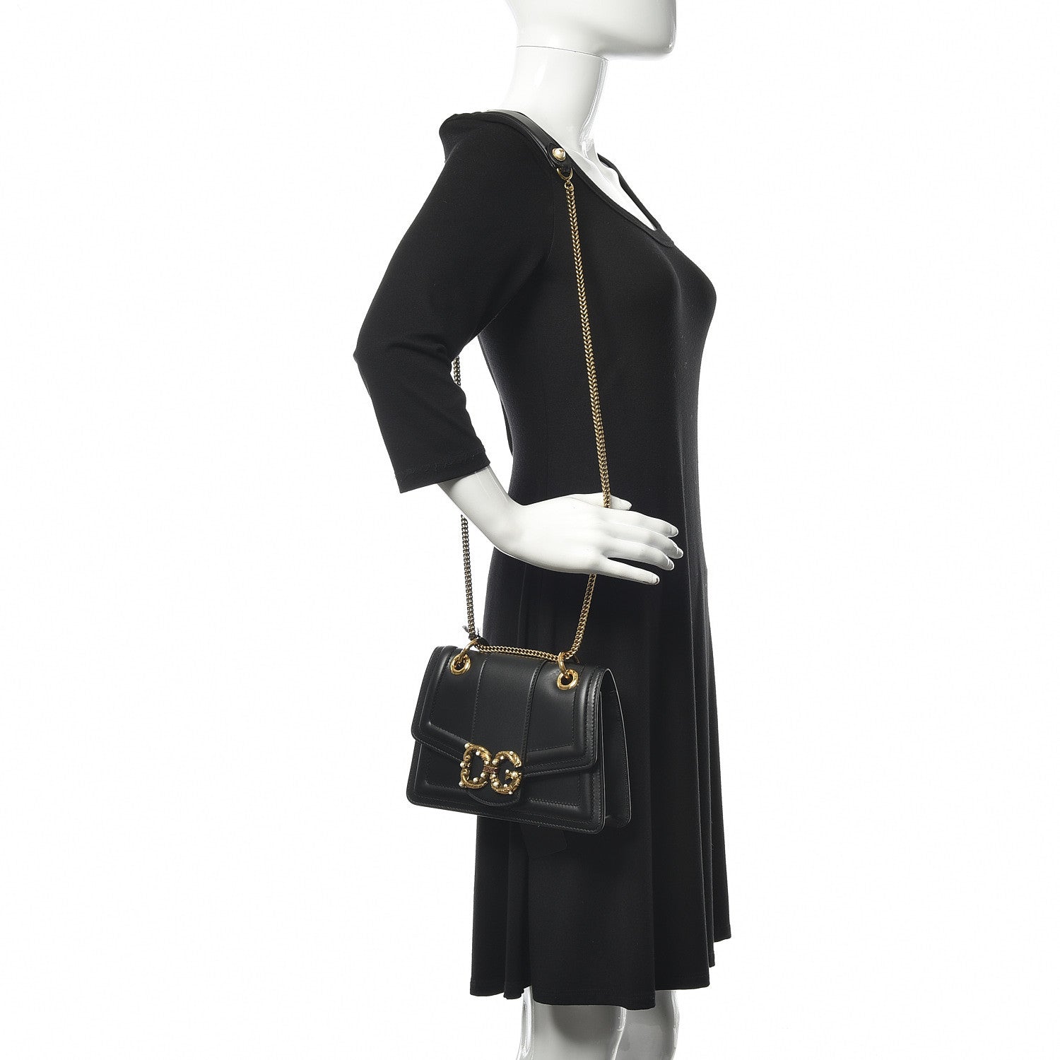 Dolce & Gabbana Smooth Calfskin Small DG Amore Envelope Bag Black 2 of 9