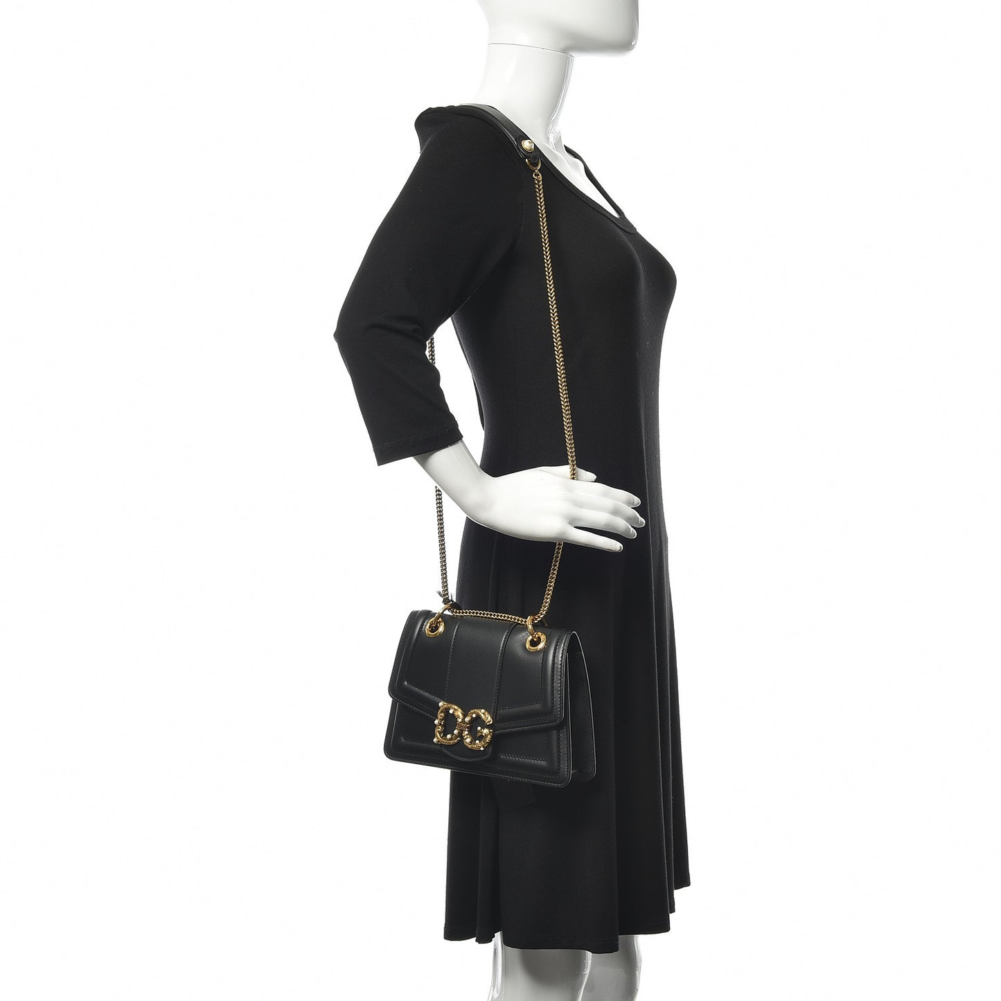 Smooth Calfskin Small DG Amore Envelope Bag Black