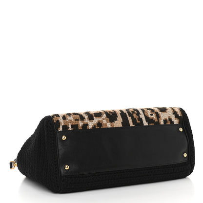 Dolce & Gabbana Crochet Embroidered Floral Leopard Print Miss Sicily Top Handle Flap Black Multicolor 4 of 14