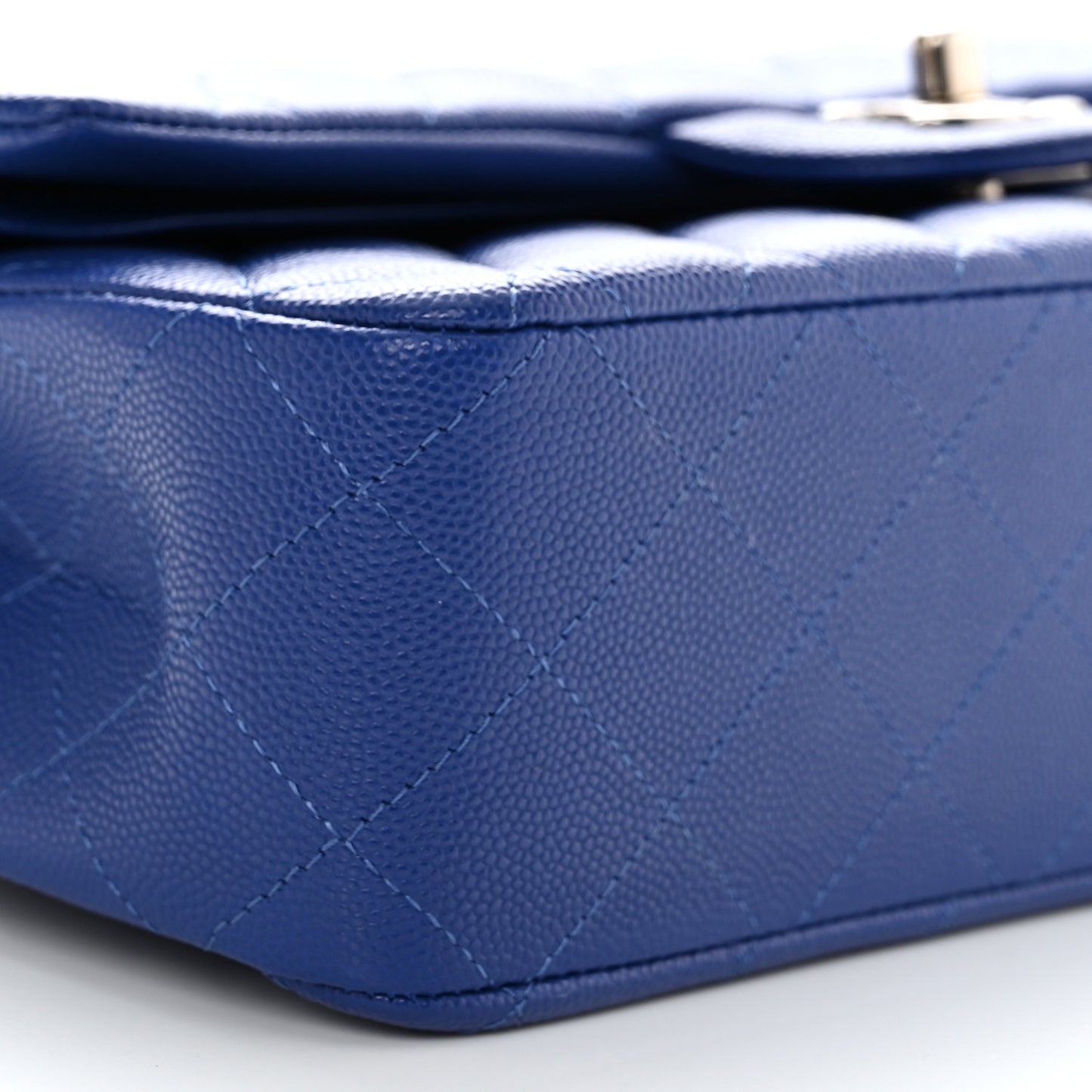 Caviar Quilted Medium Double Flap Blue