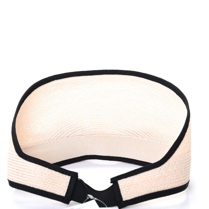 Chanel Straw Grosgrain Visor M Beige Black 4 of 4