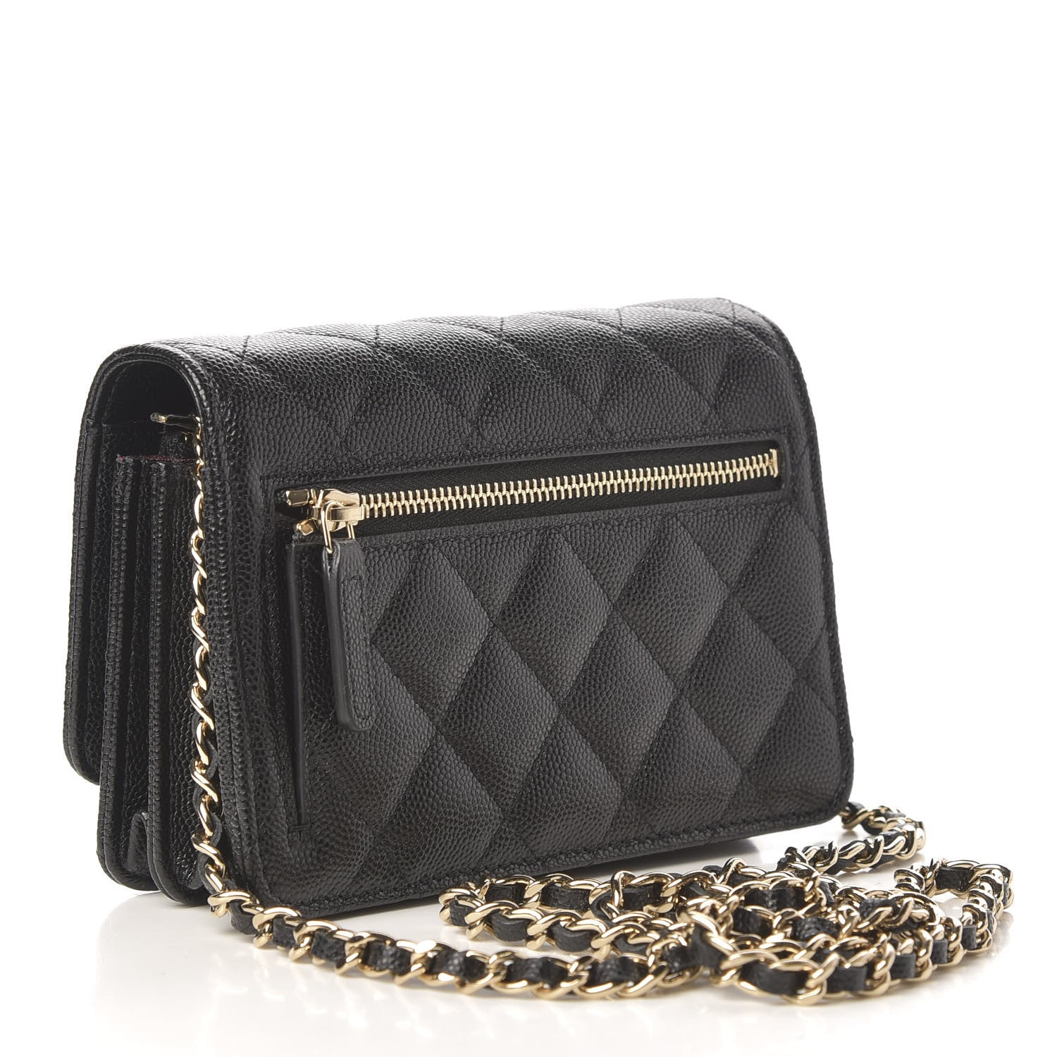Chanel Caviar Quilted Mini Wallet On Chain WOC Black 2 of 9