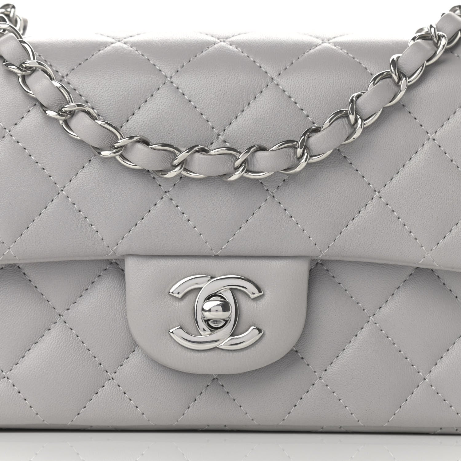 Chanel Lambskin Quilted Mini Rectangular Flap Grey 8 of 12