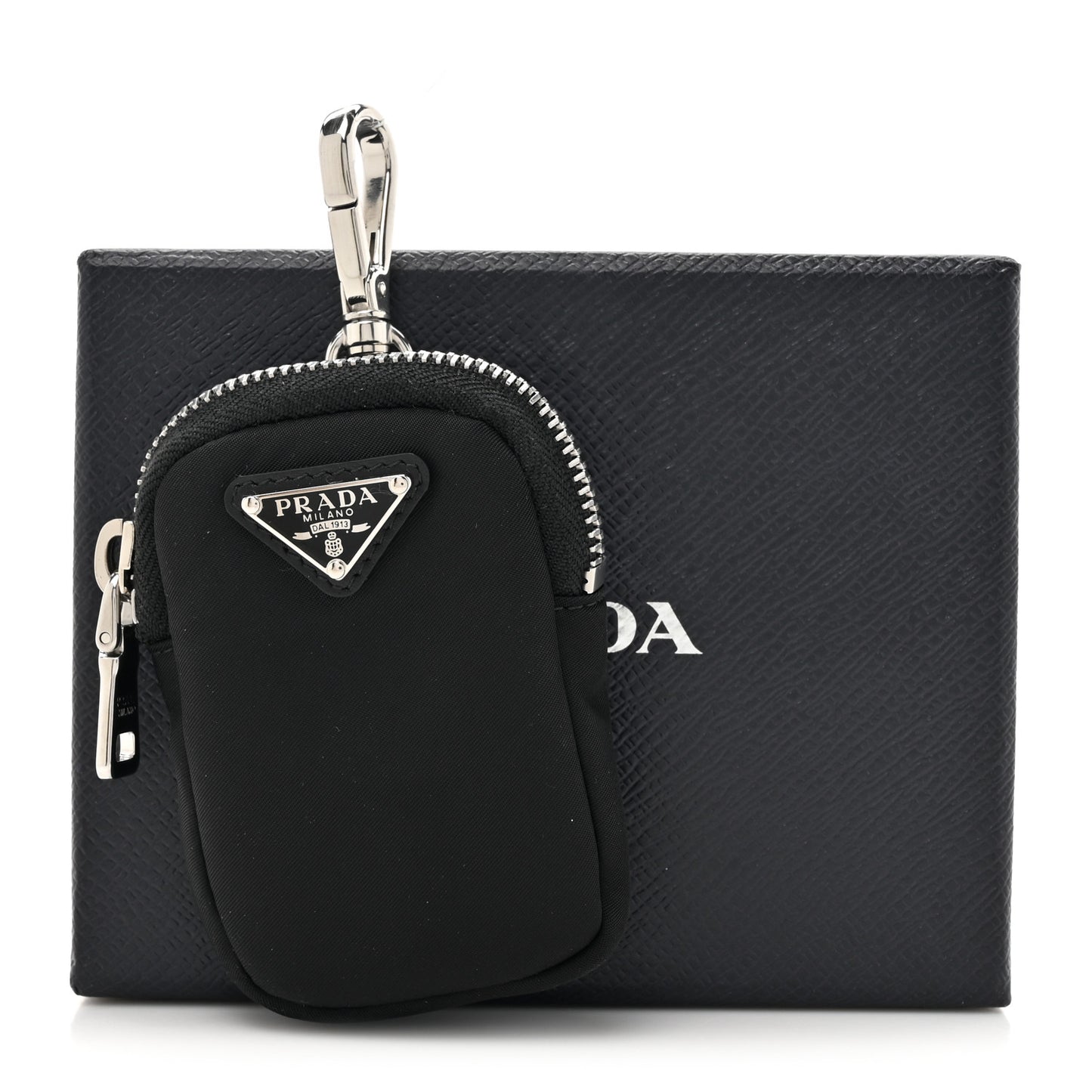 Re-Nylon Pocket Triangle Padded Mini Key Chain Pouch Black