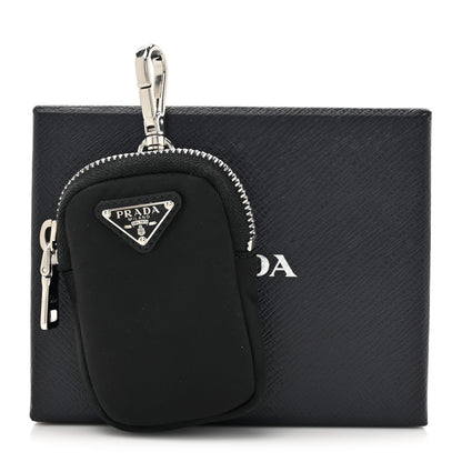Prada Re-Nylon Pocket Triangle Padded Mini Key Chain Pouch Black 7 of 7