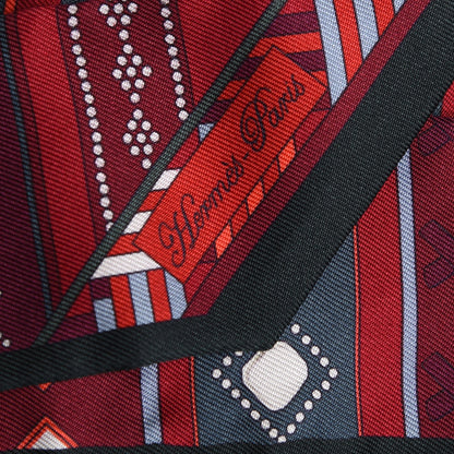 Hermes Silk Colliers De Chiens Twilly Vert Sapin Rouge Grenat 5 of 5
